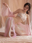 Dripdrip Retro Tulle Pearl Fringe Exotic Lingerie Set
