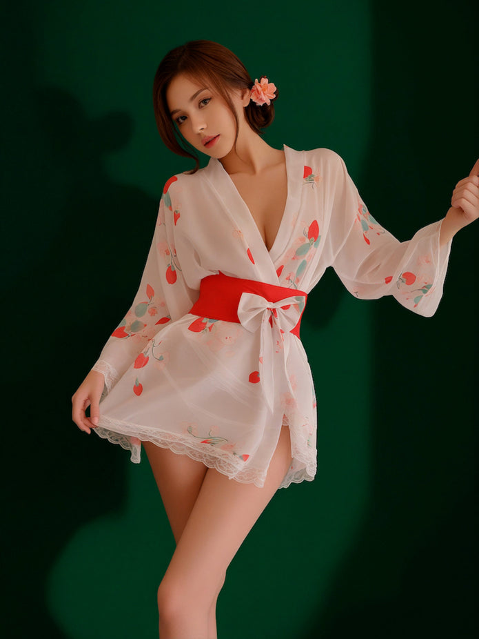 Dripdrip Japanese Cherry Blossom Print Kimono Robe