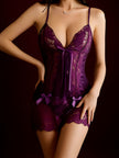 Dripdrip Sheer Lace Chemise Pajama Loungewear Set