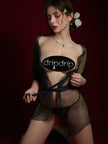 Dripdrip Sheer Tulle Lace Mesh Robe Lingerie Set