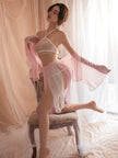 Dripdrip Retro Tulle Pearl Fringe Exotic Lingerie Set