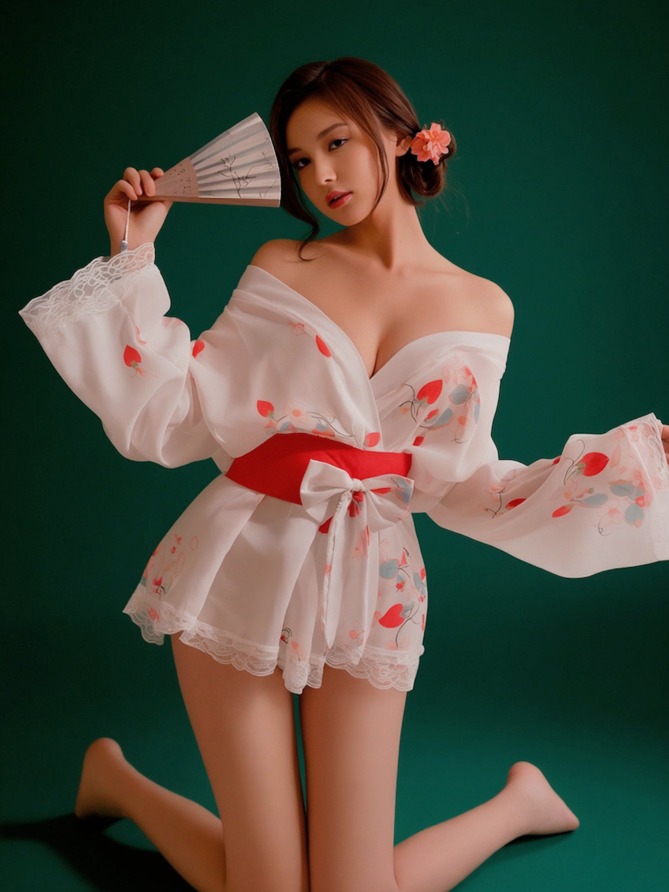 Dripdrip Japanese Cherry Blossom Print Kimono Robe