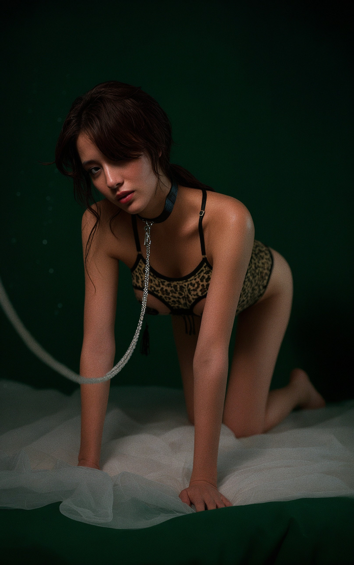 Dripdrip Leopard Uniform Open-Bust Micro Set