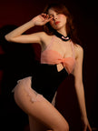 Dripdrip Pink Lace Split Cheongsam Open-Access Chemise