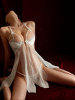 Dripdrip Lace Hollow Suspender Petal Babydoll Chemise