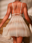 Dripdrip Lace Mesh Hollow Suspender Babydoll