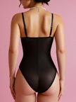 Dripdrip Sheer Mesh Lace Trim Bodysuit Set
