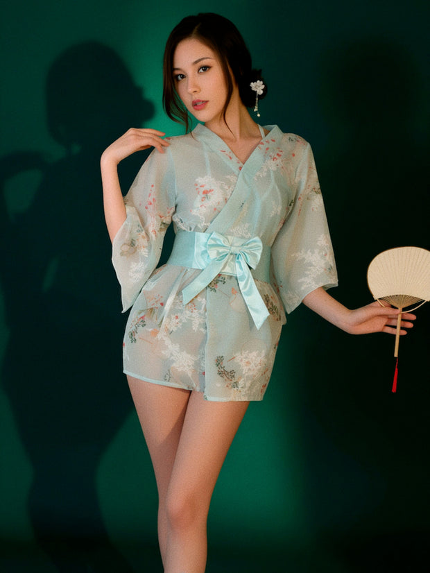 Dripdrip Japanese Kimono Robe Pajama Set
