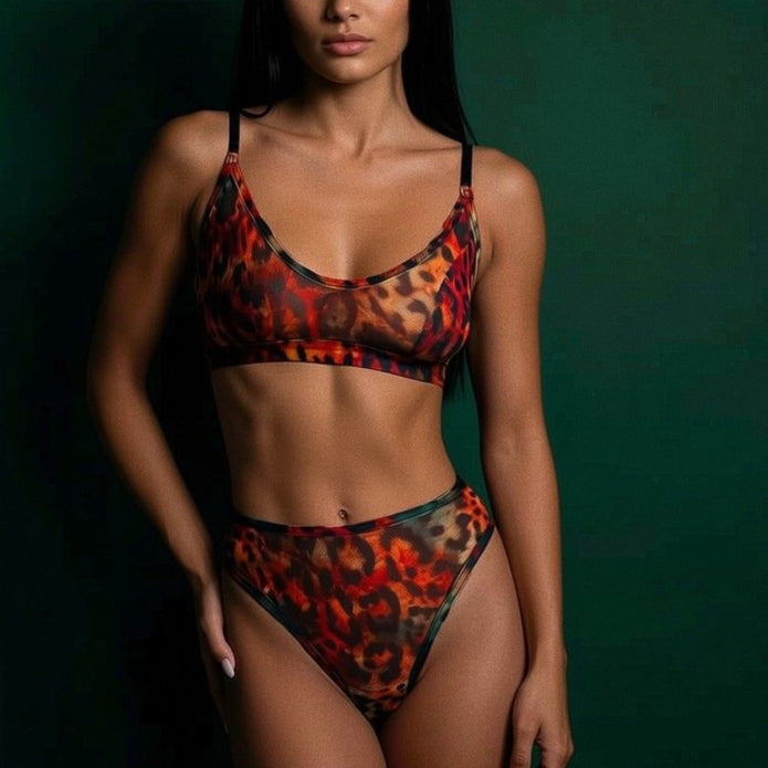 Dripdrip Wild Instinct: Leopard Print Underwire Sculpting Split Set