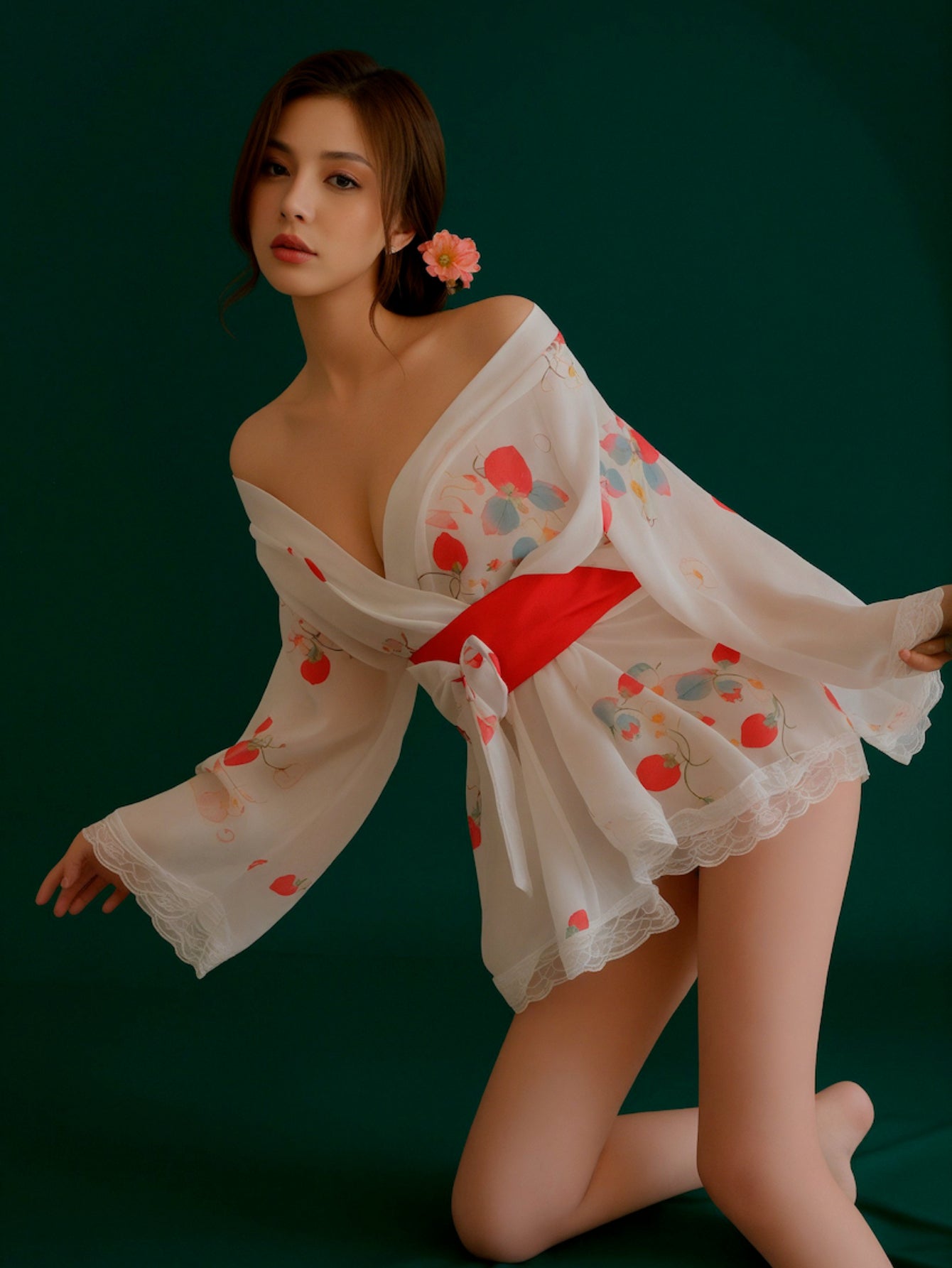Dripdrip Japanese Cherry Blossom Print Kimono Robe