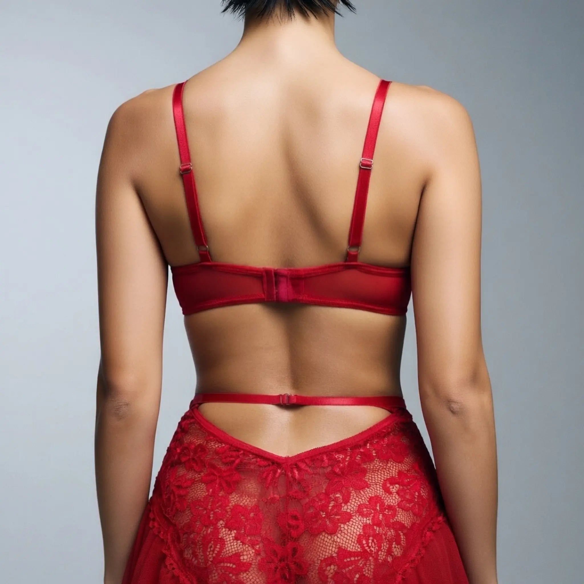 Dripdrip Seductive Cut-Out Lace Teddy - Sheer Mesh High-Leg Bodysuit dripdrip