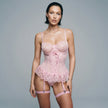 Dripdrip Coquette Sheer Lace Teddy Set - Floral Bodysuit with Matching Stockings dripdrip
