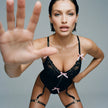 Dripdrip Sheer Mesh Lace Trim Bodysuit Set dripdrip