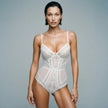 Dripdrip Pink Ultra-Thin Lace Push-Up Bodysuit dripdrip