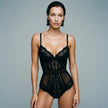 Dripdrip Pink Ultra-Thin Lace Push-Up Bodysuit dripdrip