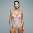 Dripdrip Pink Ultra-Thin Lace Push-Up Bodysuit dripdrip