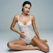 Dripdrip Pink Ultra-Thin Lace Push-Up Bodysuit dripdrip