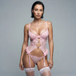 Dripdrip Noir Allure: Strappy Cut-Out Lace Lingerie Set with Provocative Leg Garters dripdrip