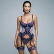 Dripdrip Lavender Muse: French Ethereal Sheer Embroidery & Mesh Sculpting Lingerie Set in Royal Purple dripdrip