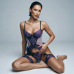Dripdrip Lavender Muse: French Ethereal Sheer Embroidery & Mesh Sculpting Lingerie Set in Royal Purple dripdrip