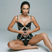 Dripdrip Chromatic Charm: Contrast Lace Sculpting Illusion Lingerie Set dripdrip
