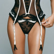Dripdrip Chromatic Charm: Contrast Lace Sculpting Illusion Lingerie Set dripdrip