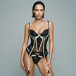 Dripdrip Chromatic Charm: Contrast Lace Sculpting Illusion Lingerie Set dripdrip