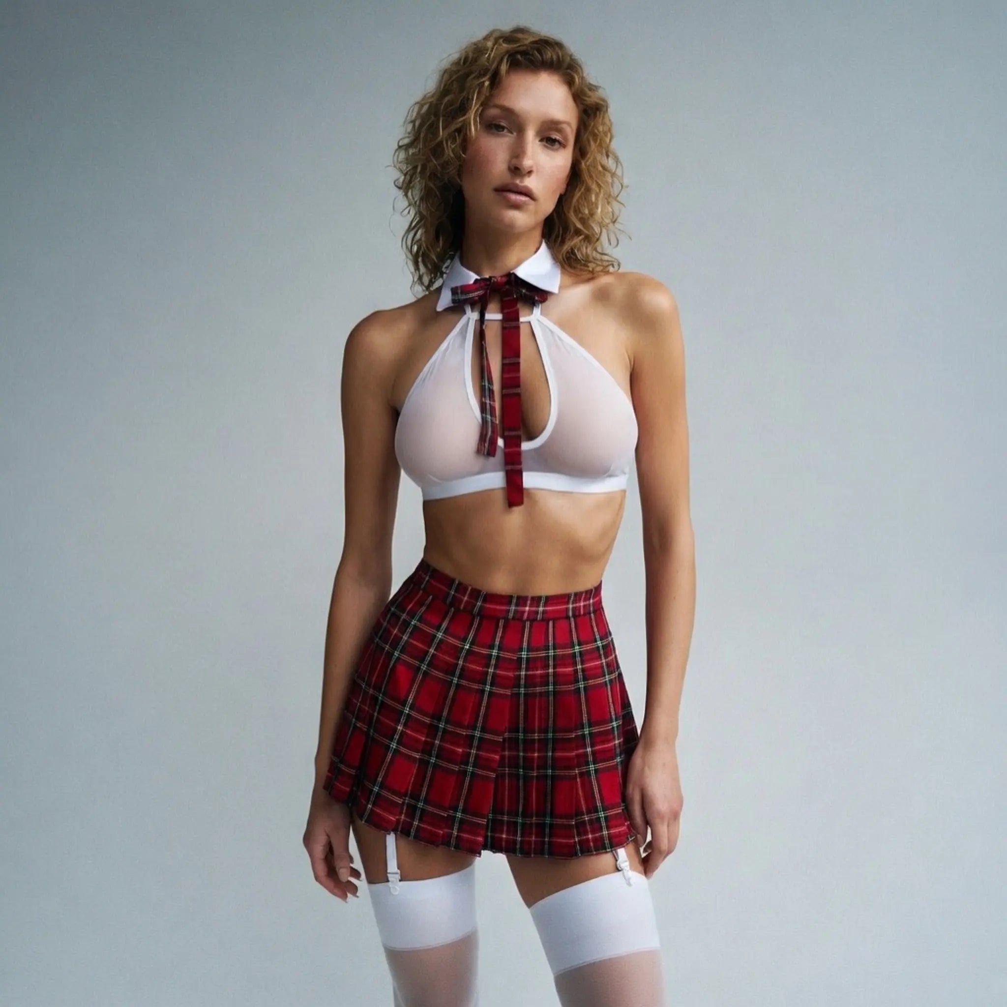 Dripdrip Tartan Temptation: Plaid Pleated Schoolgirl Cosplay Ensemble dripdrip