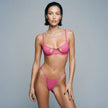 Dripdrip Rhinestone Radiance: Underwire Mesh Open-Bust Three-Piece Set dripdrip