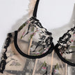 Dripdrip Garden Corset: Mixed-Media Floral Embroidery & Polka Dot Boned Set dripdrip