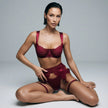 Dripdrip Satin Muse: Sheer Lace & Satin Contrast Four-Piece Set dripdrip