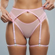Dripdrip Peach Lift: Open-Bust Sheer Mesh Four-Piece Set with Pasties dripdrip