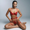 Dripdrip Marisa: flame-embroidery chain-link strappy four piece set dripdrip