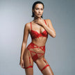 Dripdrip Marisa: flame-embroidery chain-link strappy four piece set dripdrip