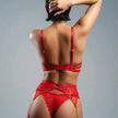 Dripdrip Marisa: flame-embroidery chain-link strappy four piece set dripdrip