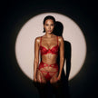 Dripdrip Marisa: flame-embroidery chain-link strappy four piece set dripdrip