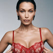 Dripdrip Crimson Allure: Scalloped Red Lace Backless Four-Piece Sculpting Set dripdrip
