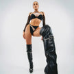 Dripdrip Ethereal Aura: Sheer Tulle Halter Sculpting Set with Detachable Sleeves dripdrip